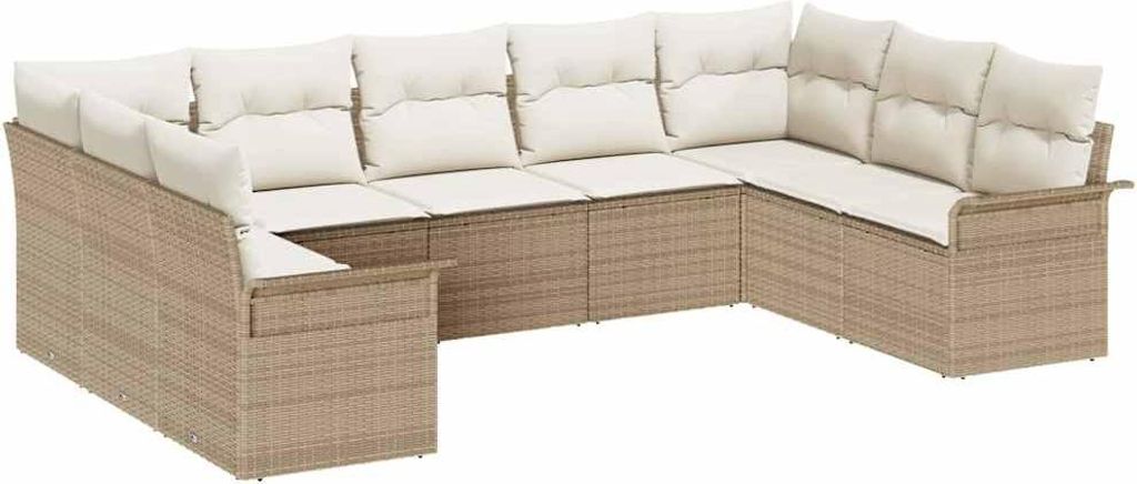 Gartensofa-set mit Kissen Beige Poly-Rattan