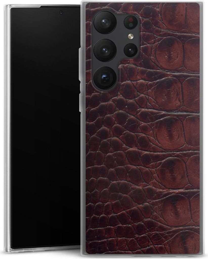 DeinDesign Slim Hülle für Samsung Galaxy S23 Ultra Silikon Case Ultra Dünn Handyhülle Animalprint Krokodil Leder
