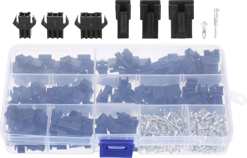 480-teiliges JST-Steckergehäuse-Sortiment (2,54 mm Rastermaß) für 2-, 3- und 4-polige Stecker (weiblich und männlich) von Dupont für Jumperkab...