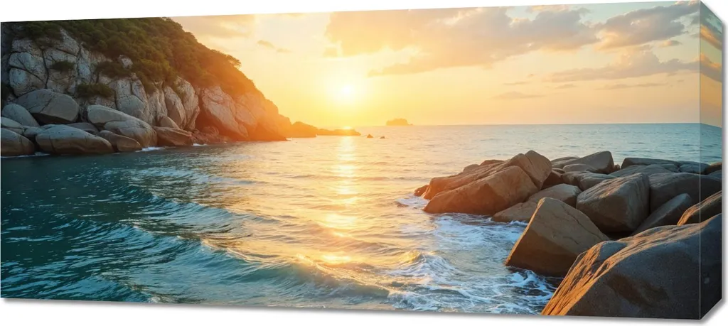 Quadro 90x40 cm su tela per soggiorno o camera da letto Panorama Baia