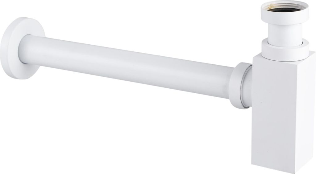 Balneo Universal Siphon für Waschbecken & Waschtisch Messing G1 1/4 quadratisch weiß