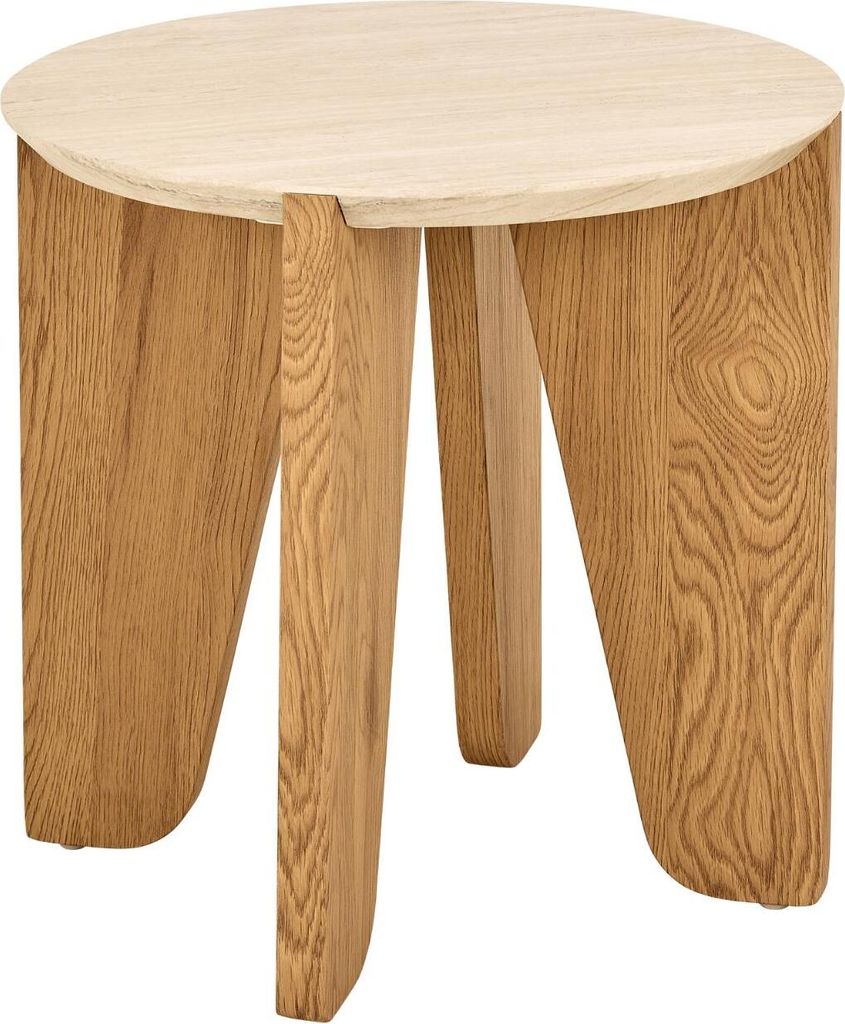 Beistelltisch Travertinlook Rund - 50x50x50cm - Derk