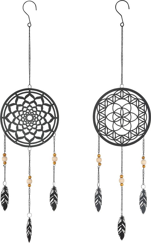 Gilde Traumfänger, "Ornament", Edelstahl, schwarz, L. 1 cm, B. 18 cm, H. 80 cm 62118 4063387621189 2 Stück (2-fach sortiert)