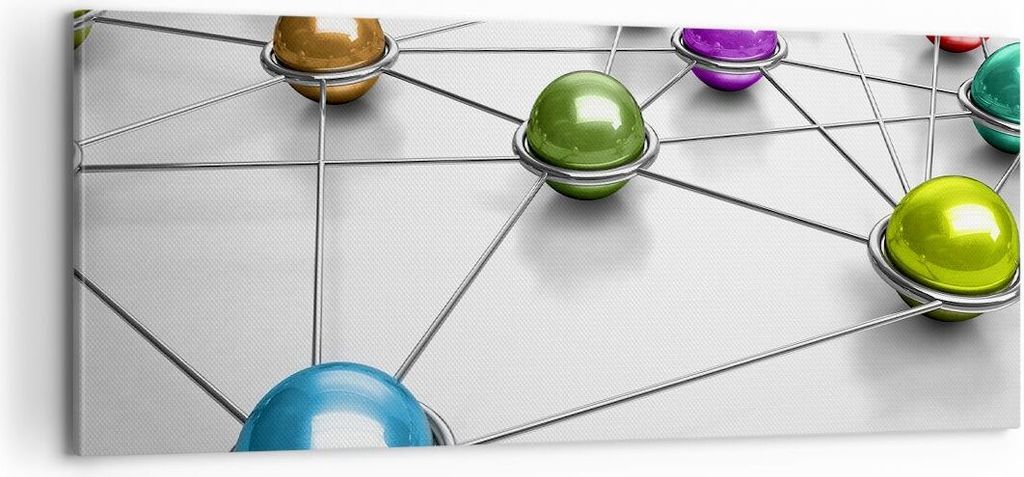 Bild auf Leinwand - Leinwandbild - Abstraktion Bälle Komposition Chrom - 100x40cm - Wand Bild - Wanddeko - Leinwanddruck - Bilder - Kunstdruck - L...