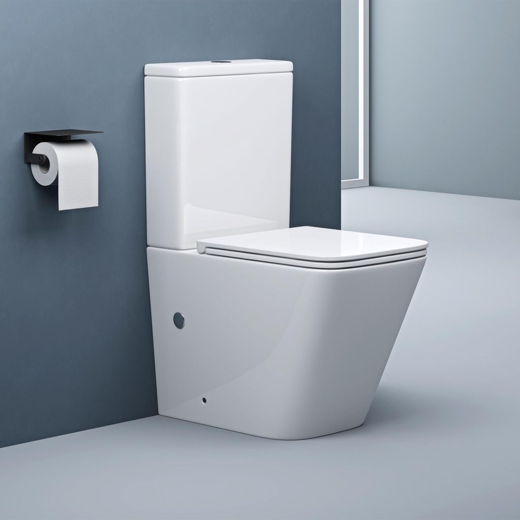 doporro WC à Poser Céramique Blanc Toilette avec Réservoir Image du produit 