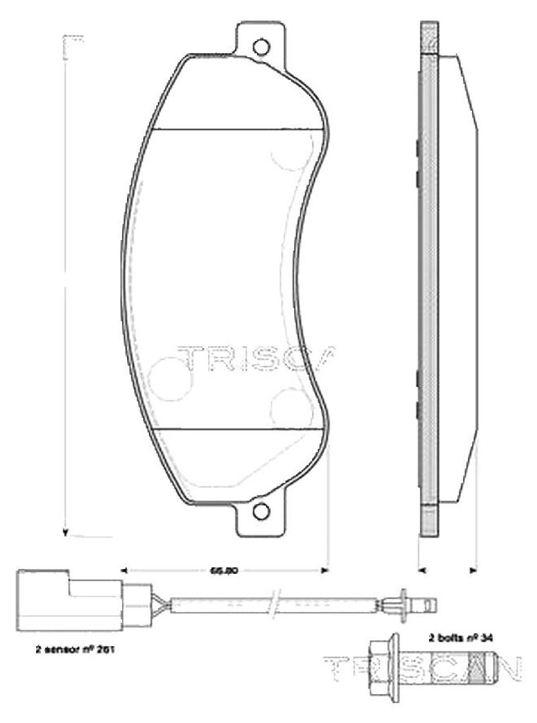 Bremsbelagsatz Scheiben 18,8 mm TRISCAN IAM-Expertise für u.a. FORD TRANSIT
