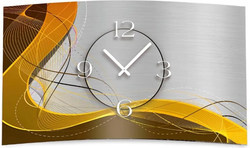 Grande horloge murale pour salon moderne design abstrait brun orange