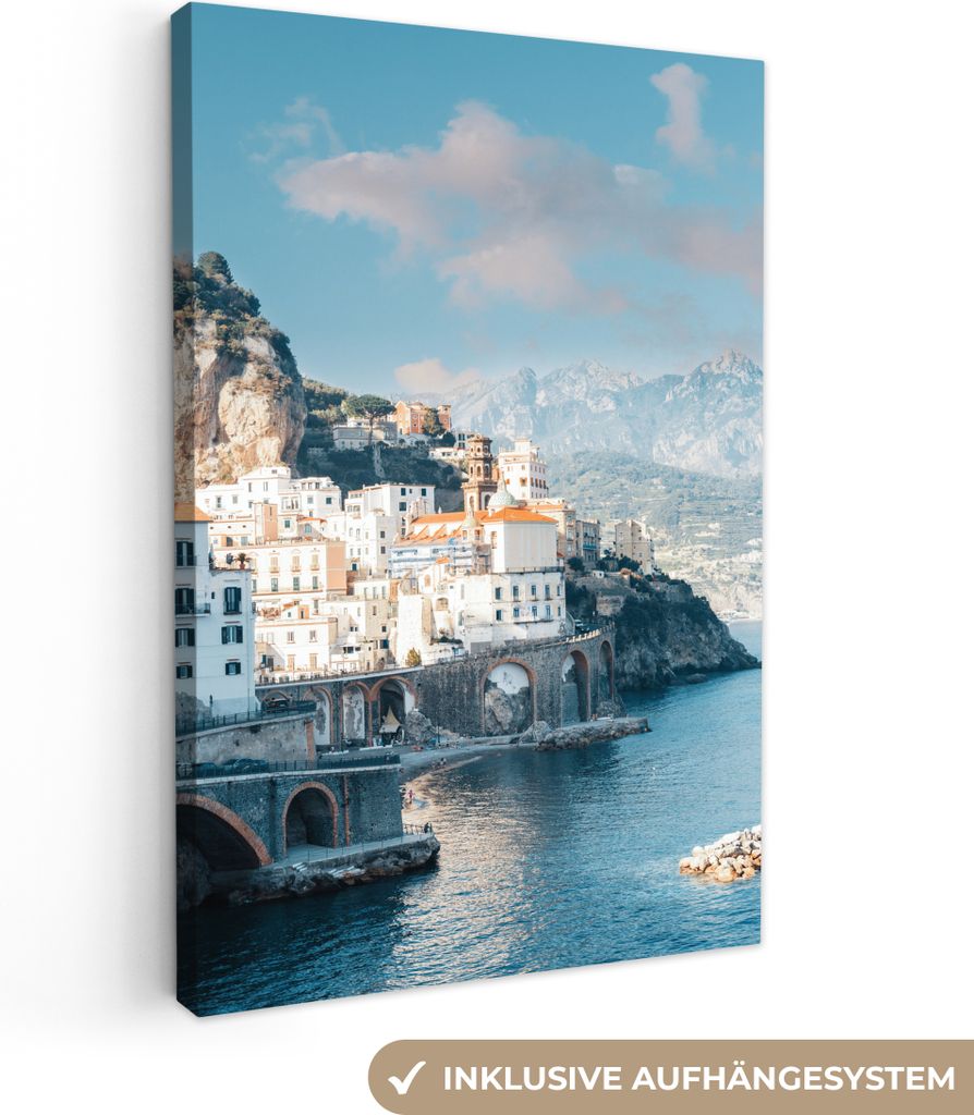 OneMillionCanvasses - Leinwandbilder - 90x140 cm, Italien - Stadt - Weiß, Wandbilder Kunstdruck Wanddekoration - Wandschmucke - Schlafzimmer