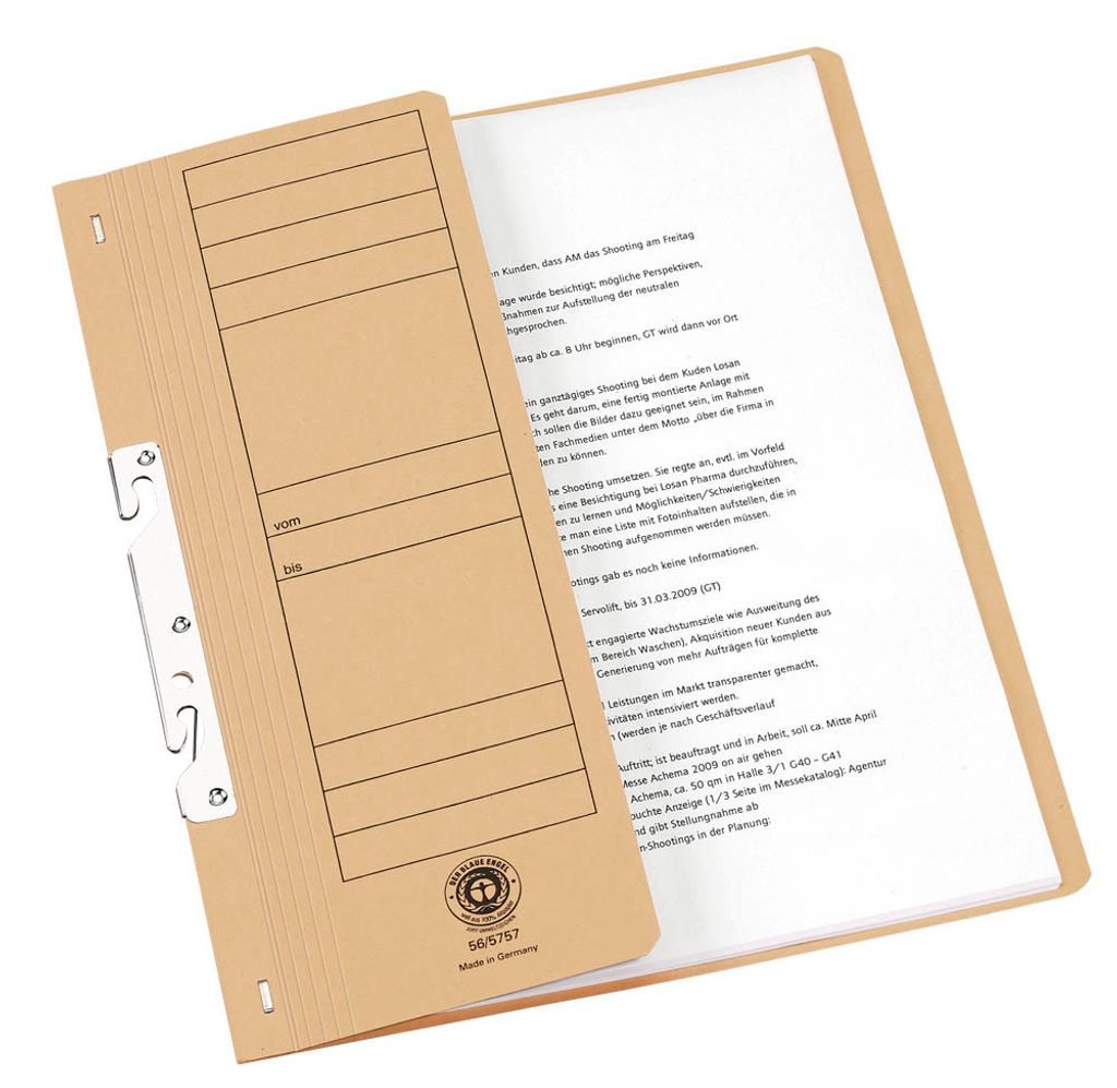 20 Einhakhefter Karton chamois DIN A4