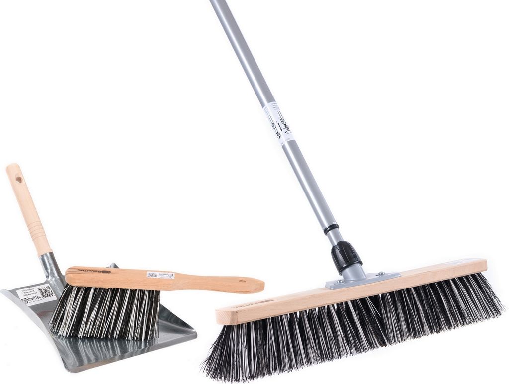 BawiTec OssiBlitz-Kehrset 50cm mit Teleskopstiel Handfeger und Kehrblech Besen Set Ossi-Blitz Feger