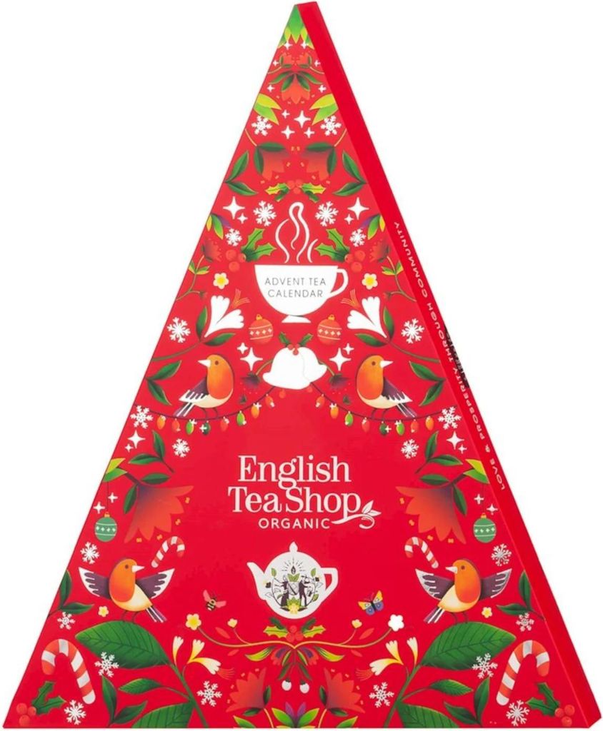 ADVENTSKALENDER (TEES UND KINDERTEES) -PYRAMIDEN (RED TRANGULAR – 13 SORTEN) (25 x 2 g) 50 g – ENGLISH TEA SHOP ORGANIC (SAISONALER ARTIKEL)