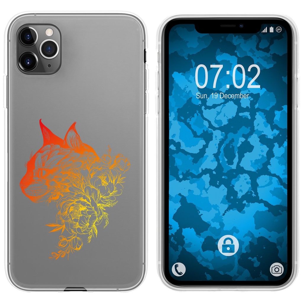 PhoneNatic Case kompatibel mit Apple iPhone 11 Pro Max Silikon-Hülle Floral Katze M2-2