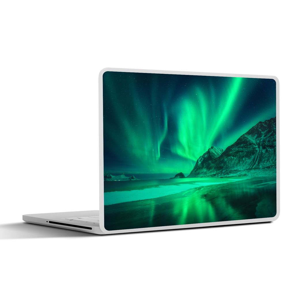 MuchoWow Laptop Aufkleber Sticker Cover Nordlichter - Wasser - Winter - Norwegen 36.5x27.5 cm - Laptop-Sticker