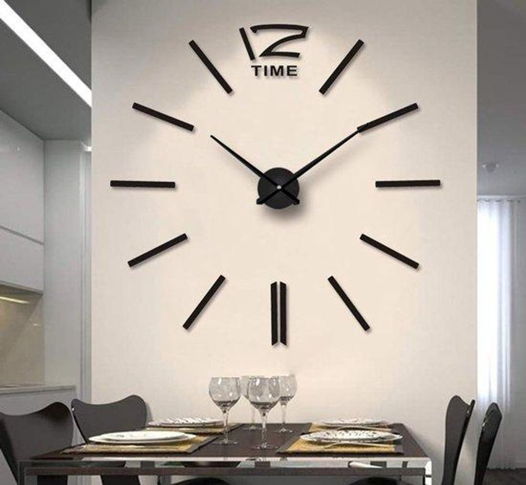 Grande horloge murale en acrylique, grande taille, noire, à Image du produit 