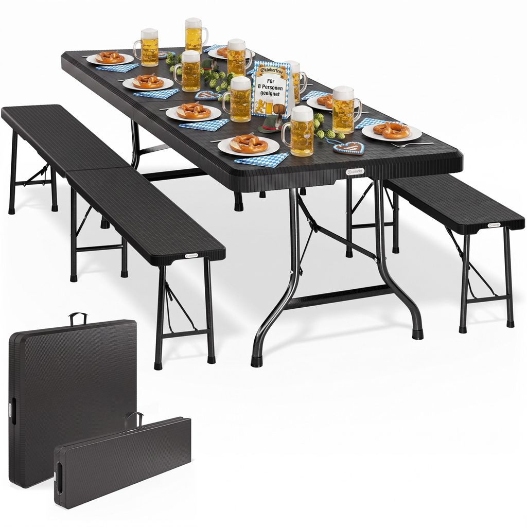 Casaria Set Mobili da Birreria 180 cm Pieghevole 2x Panca Immagine del prodotto 