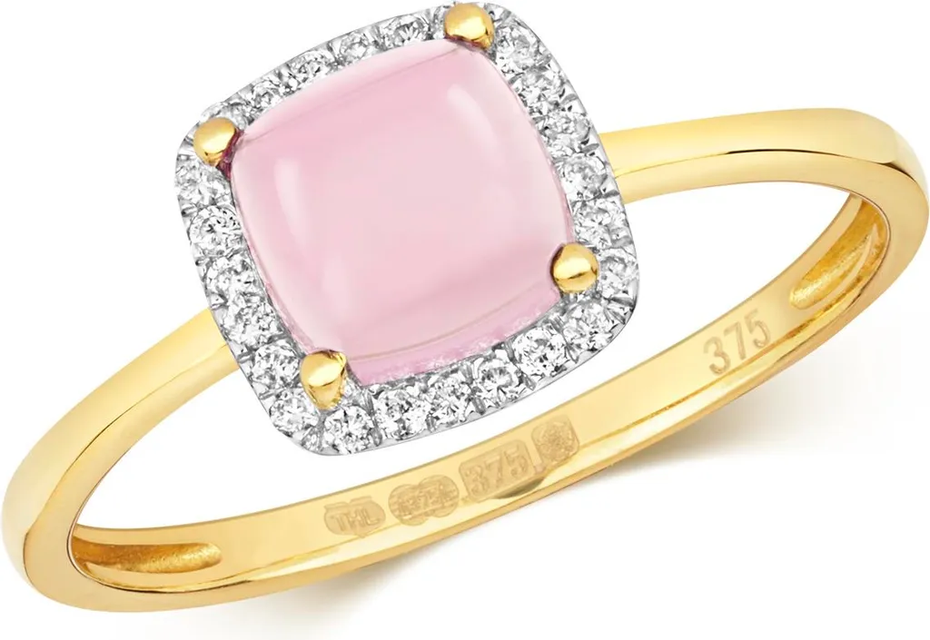 Bague Femme Or 375 Pavage Diamant 0.11ct et Quartz Rose - TRS2223RSO T55