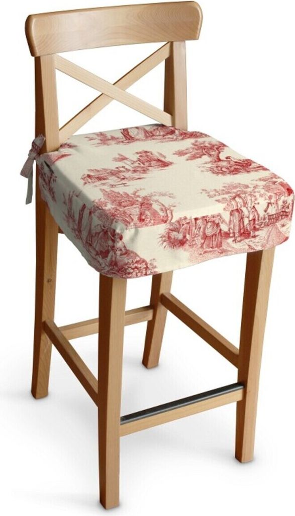 Dekoria Sitzkissen für Barhocker Ingolf, creme- rot, Barstuhl Ingolf