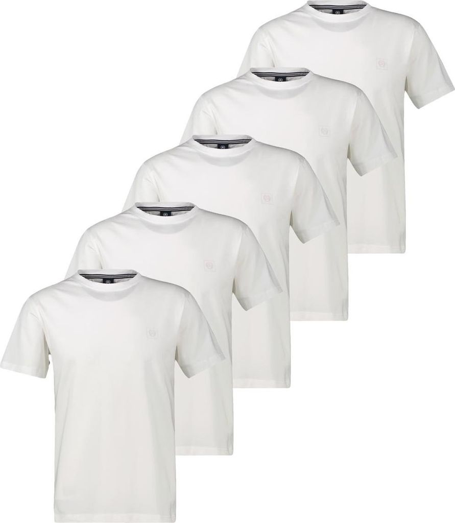 LERROS 5er Pack Basic T-Shirt Pima Baumwolle extra weich, Normale Passform, Atmungsaktiv mit Logo-Print