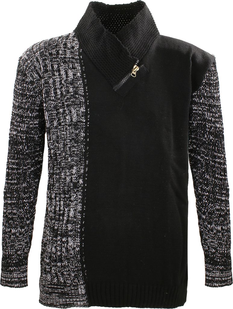 Übergrössen Schicker Strickpullover LAVECCHIA LV 423 Schwarz-Weiß 5XL