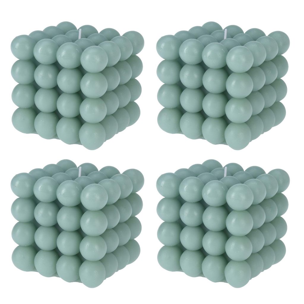 4x Deko Bubble Kerze Grün Groß 10 x 10 cm Bubblekerze 630g Produktbild 