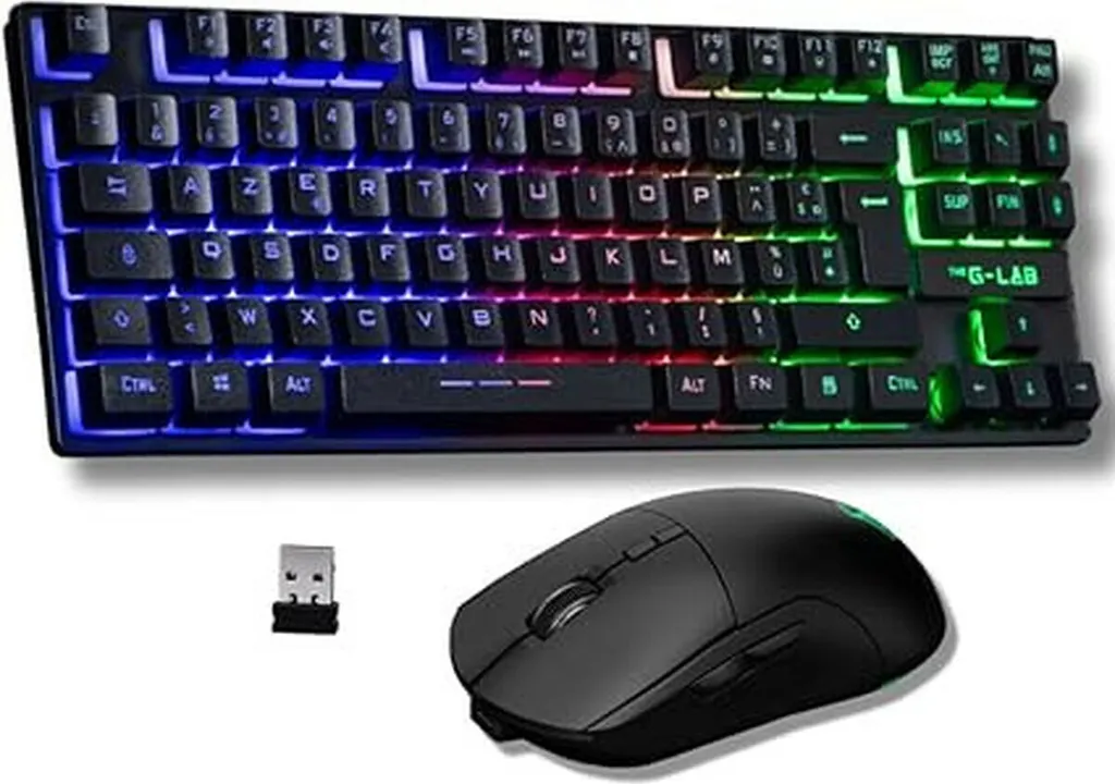 Combo Clavier Souris Gamer The G-Lab OXY Noir Qwerty ESP Stable Précis