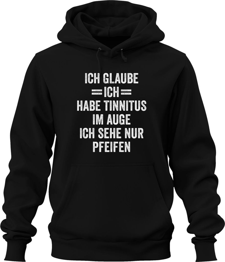 Tinnitus im Auge sehe nur Pfeifen witziges HNO Geschenk Audiologe Uni Hoodie Kapuzenpullover, Schwarz, M
