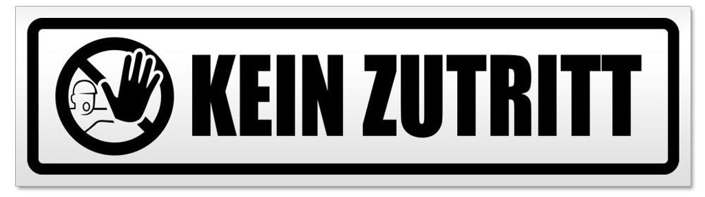 Kiwistar - Autoaufkleber - Schwarz - 45 x 12 cm - Kein Zutritt Piktogramm - Hinweis Aufkleber Sticker für Auto, Kfz, Fahrrad, PKW, LKW