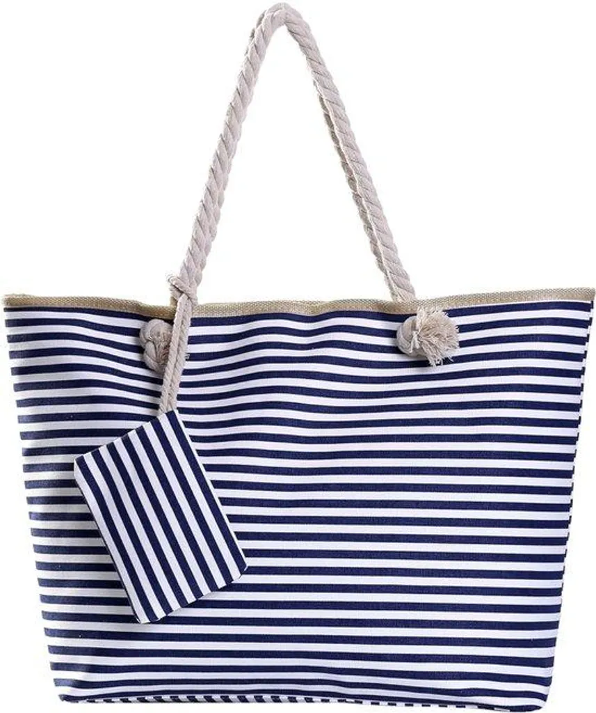 Sac de piscine et plage imperméable à rayures bleu blanc pour la famille