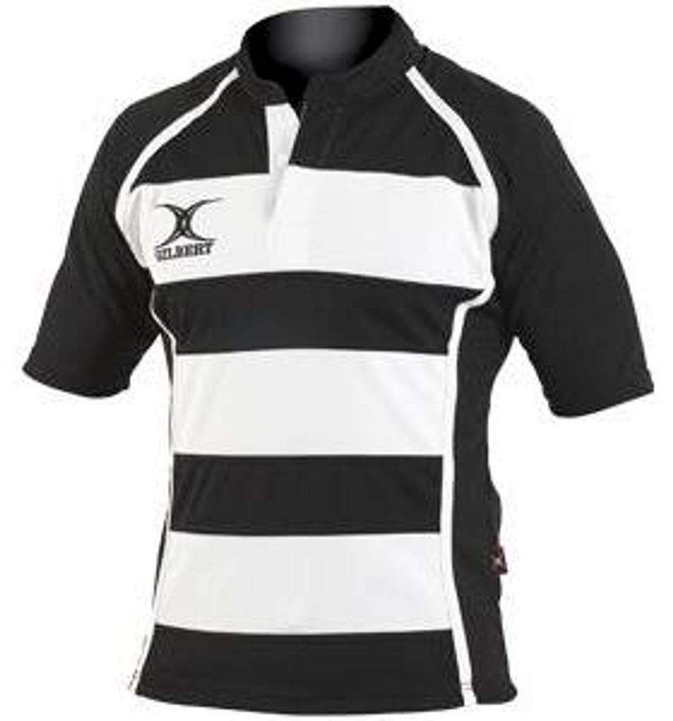 Gilbert Rugbyshirt Xact II Hoop schwarz-weiß Medium Sportbekleidung
