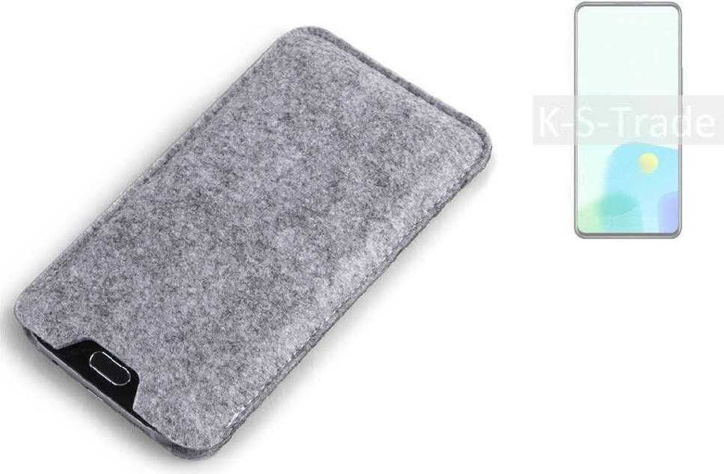 K-S-Trade Filz Handyhülle kompatibel mit ZTE Axon 30S Schutzhülle Filztasche Filz Tasche Case Sleeve Handy Hülle Filzhülle grau