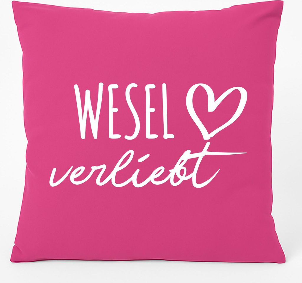 Huuraa Kissen Wesel verliebt 40x40cm mit Füllung Fuchsia Baumwolle Dekokissen Geschenkidee