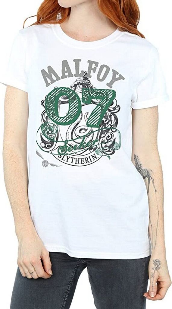 Harry Potter - "Malfoy" T-Shirt für Damen BI1329 (M) (Weiß)