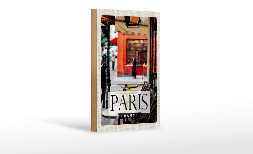 Holzschild Reise 12x18 cm Paris France Reisziel Stadt Cafe Produktbild 