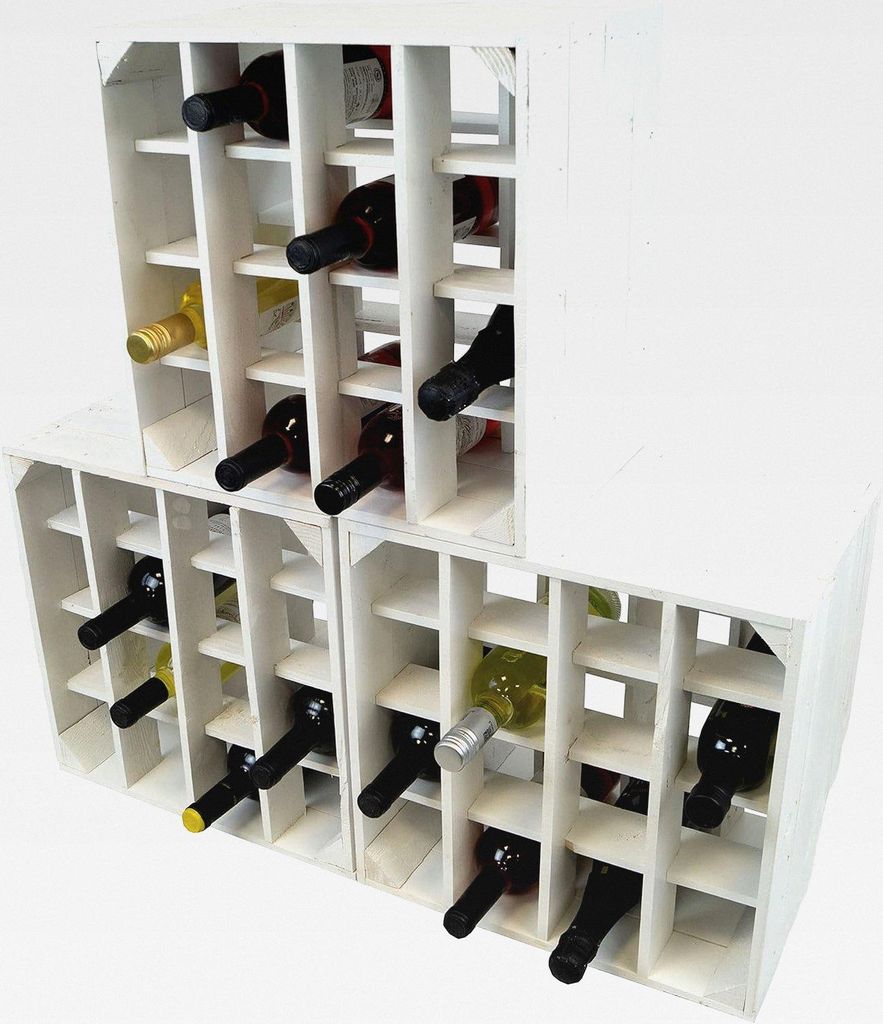 Weinregal 16er Weiß 40x40x27cm - Regalkiste Flaschenablage Apfelkiste/Weinkiste (3er Set)