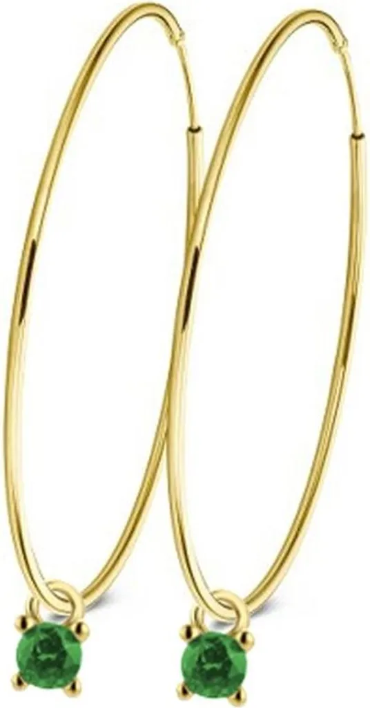 Orecchini New Bling 9NB-1107 Argento Placcato Oro e Zirconi Verdi