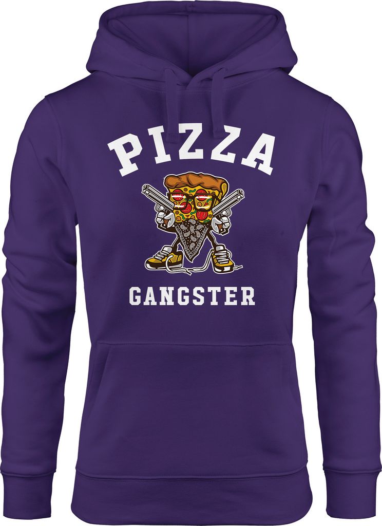Kapuzen-Pullover Damen Pizza Gangster Hoodie Moonworks lila XL