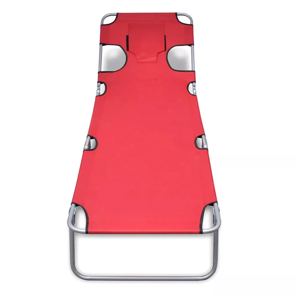 Lettino Rosso Giardino Pieghevole Acciaio Cuscino Design Moderno