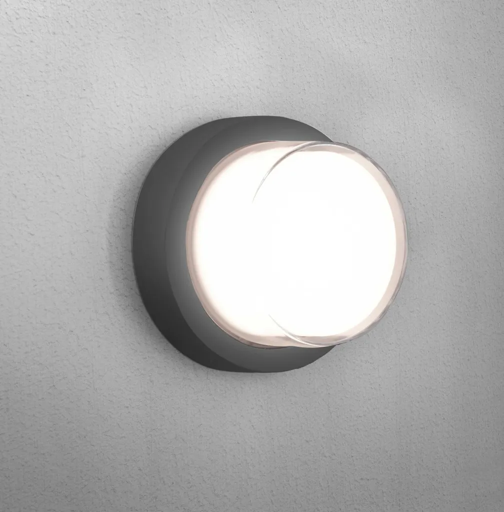 Applique LED IP65 Century Pura ronde grise 10W éclairage blanc chaud