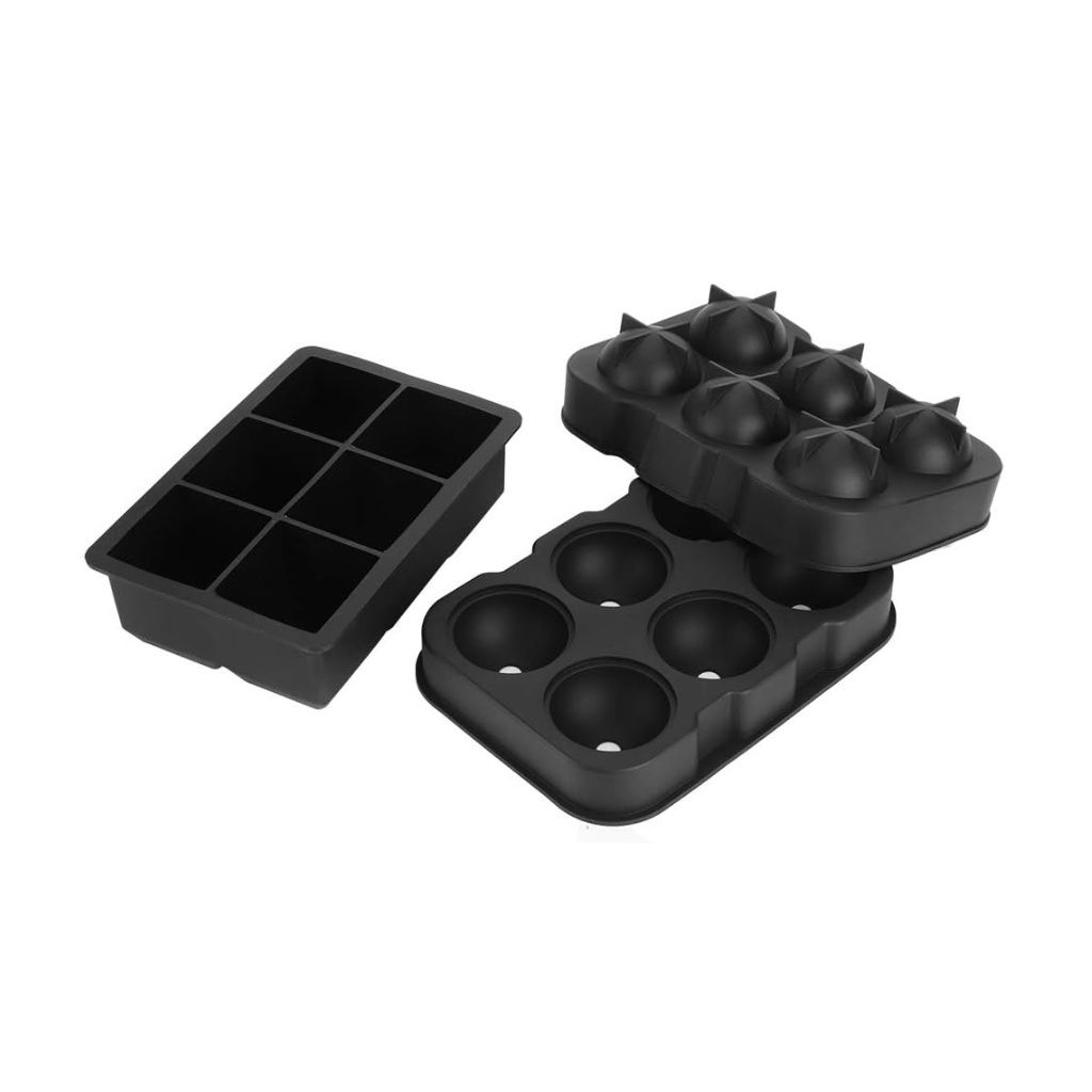 Buxibo Eiswürfelschalen-Set – rund und quadratisch – 2 x 3 Formen – 2er-Set