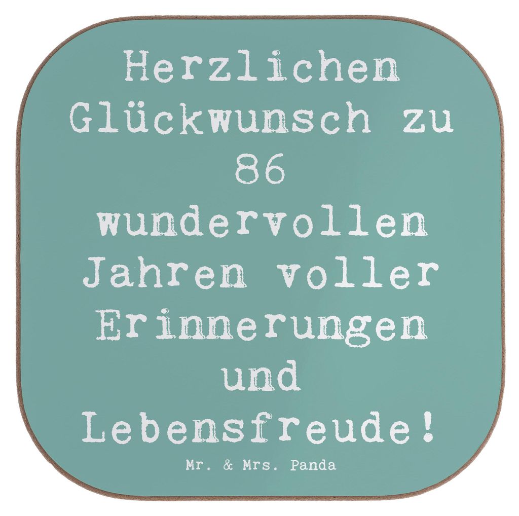 Mr. & Mrs. Panda Untersetzer für Gläser Spruch 86. Geburtstag - Meeresbrise - Geschenk, Ehrentag, Lebensfreude, Coaster, Tassen, Alter, Handgemac...