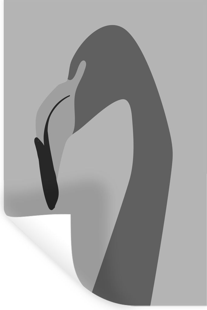 MuchoWow Wandtattoo Wandsticker Wandaufkleber Flamingo - Schwarz - Weiß 20x30 cm Selbstklebend und Repositionierbar - Sticker - Dekorfolie