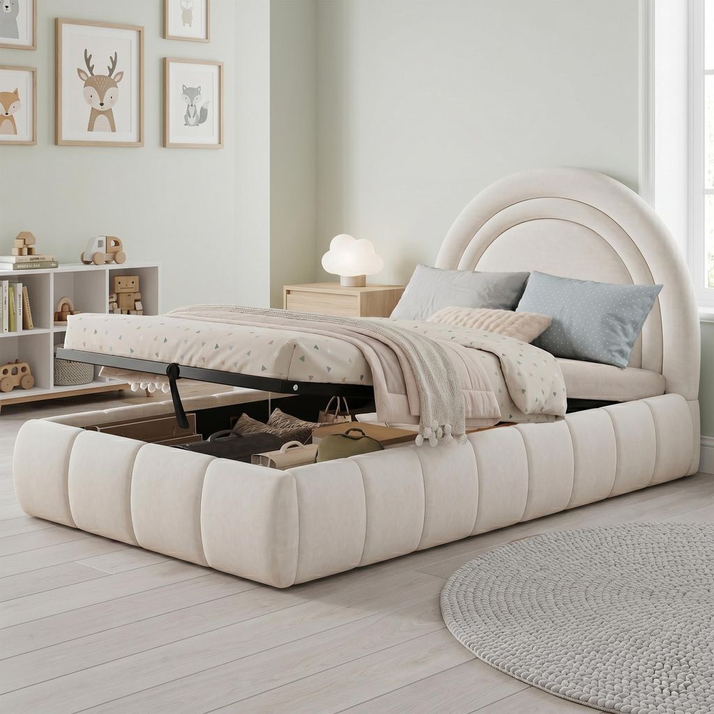 Lettino per bambini Flieks 90x200 cm con vano portaoggetti, Immagine del prodotto 