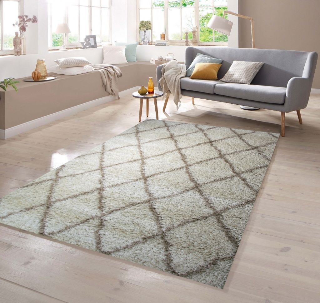 Shaggy Teppich in Creme Beige Größe - 80 x 150 cm