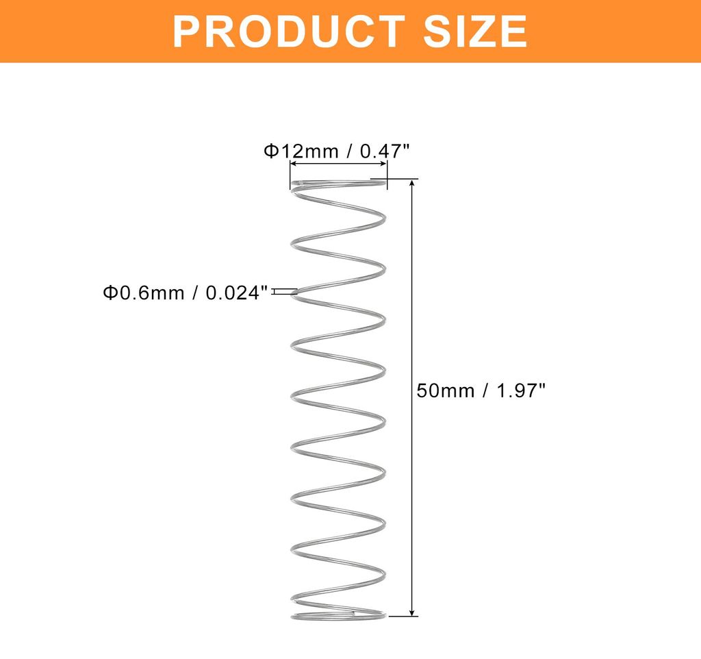 5 Stš¹ck Druckfeder, 0.6 x 12 x 50 mm Druckfedern Feder Federn Zugfeder Zugfedern Spring Spiralfeder Spiralfedern Sprungfeder Stahlfeder 304 Edel...