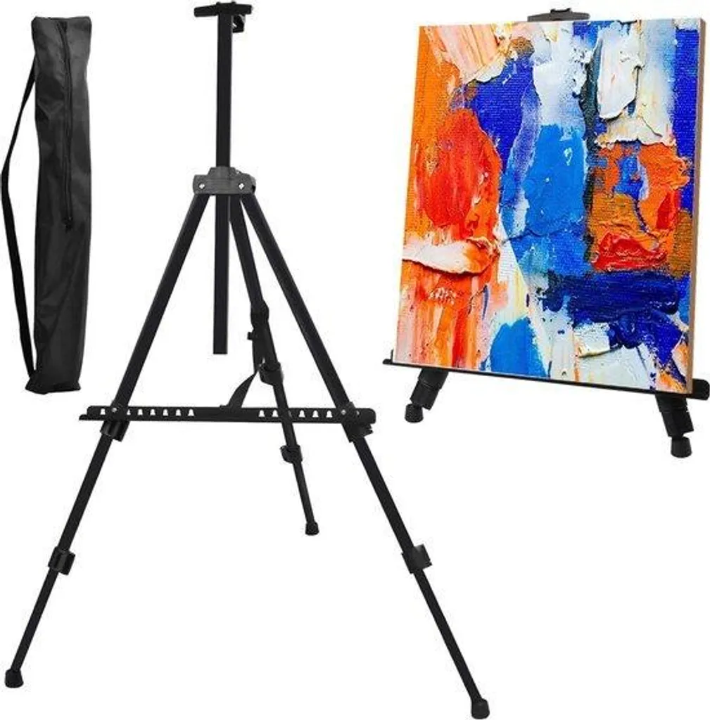 Support de toile réglable pour atelier et extérieur noir max 160 cm