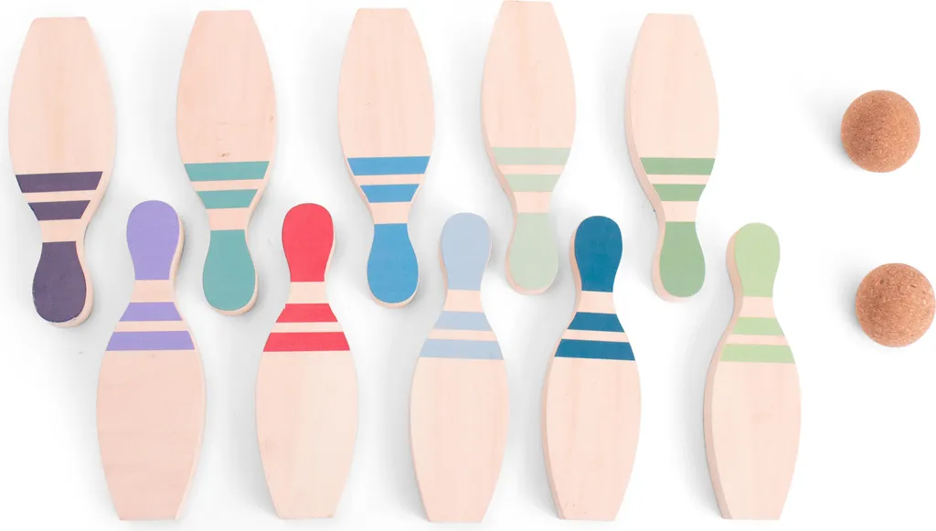Bowling Jeu de quilles BS Toys robuste avec 10 quilles bois colorées