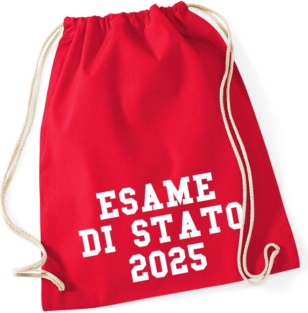 Huuraa Turnbeutel Esame di Stato 2025 Abschluss Italien 12 Liter Classic Red Baumwolle Rucksack Geschenkidee