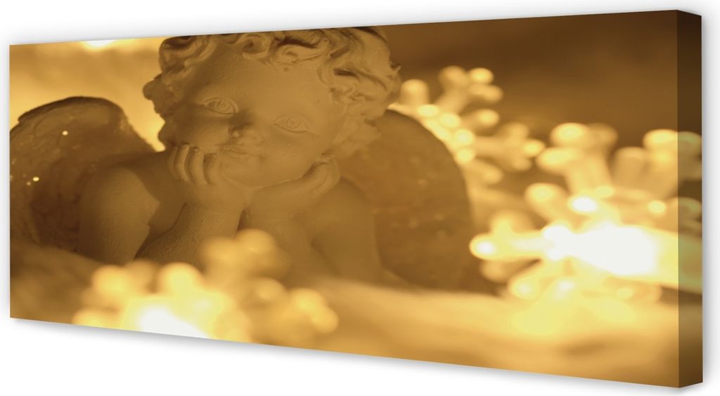 Leinwandbild 125x50 Wandkunst Liegen Engel Lichter