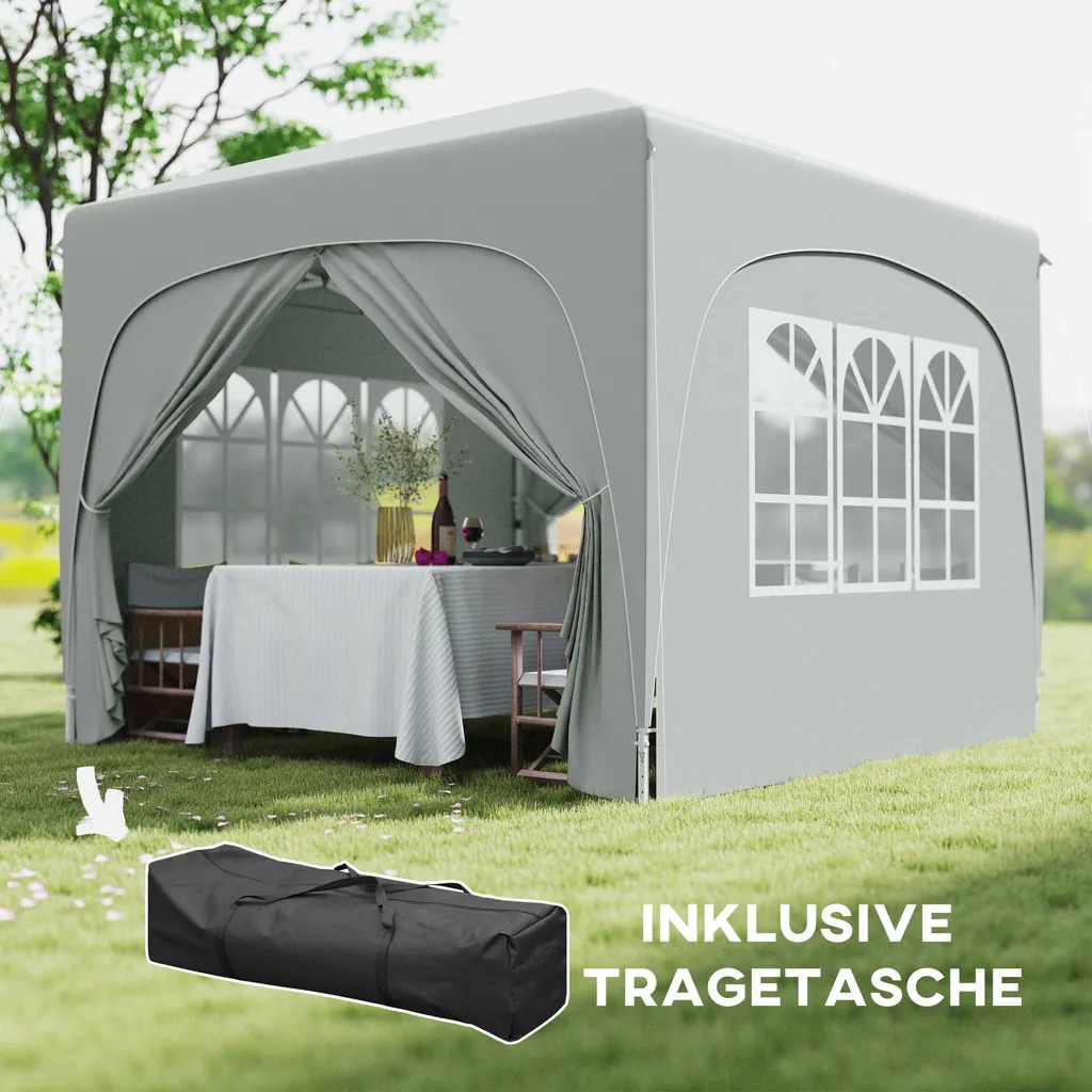 Tonnelle de jardin pliante 3x3m imperméable Outsunny résistante hiver - 7