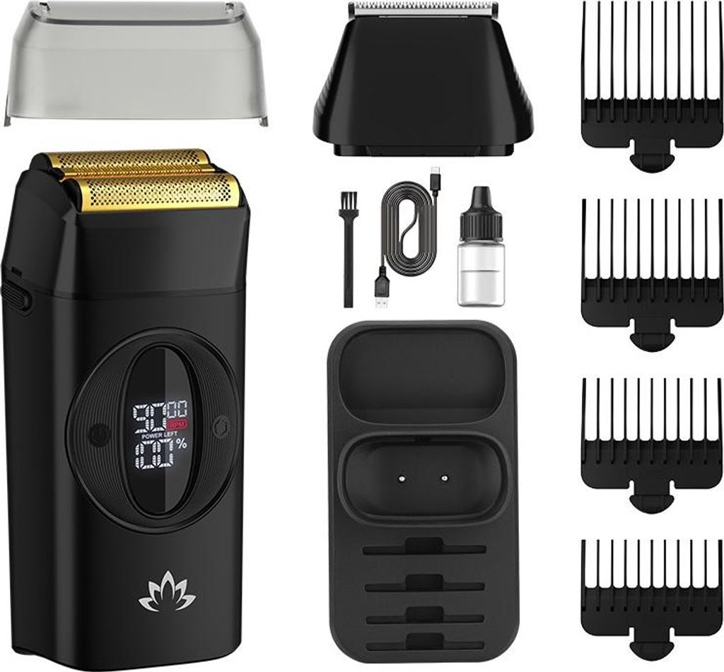 INF 2-in-1 Folienrasierer & Haarschneider für Herren mit Digitalanzeige Schwarz